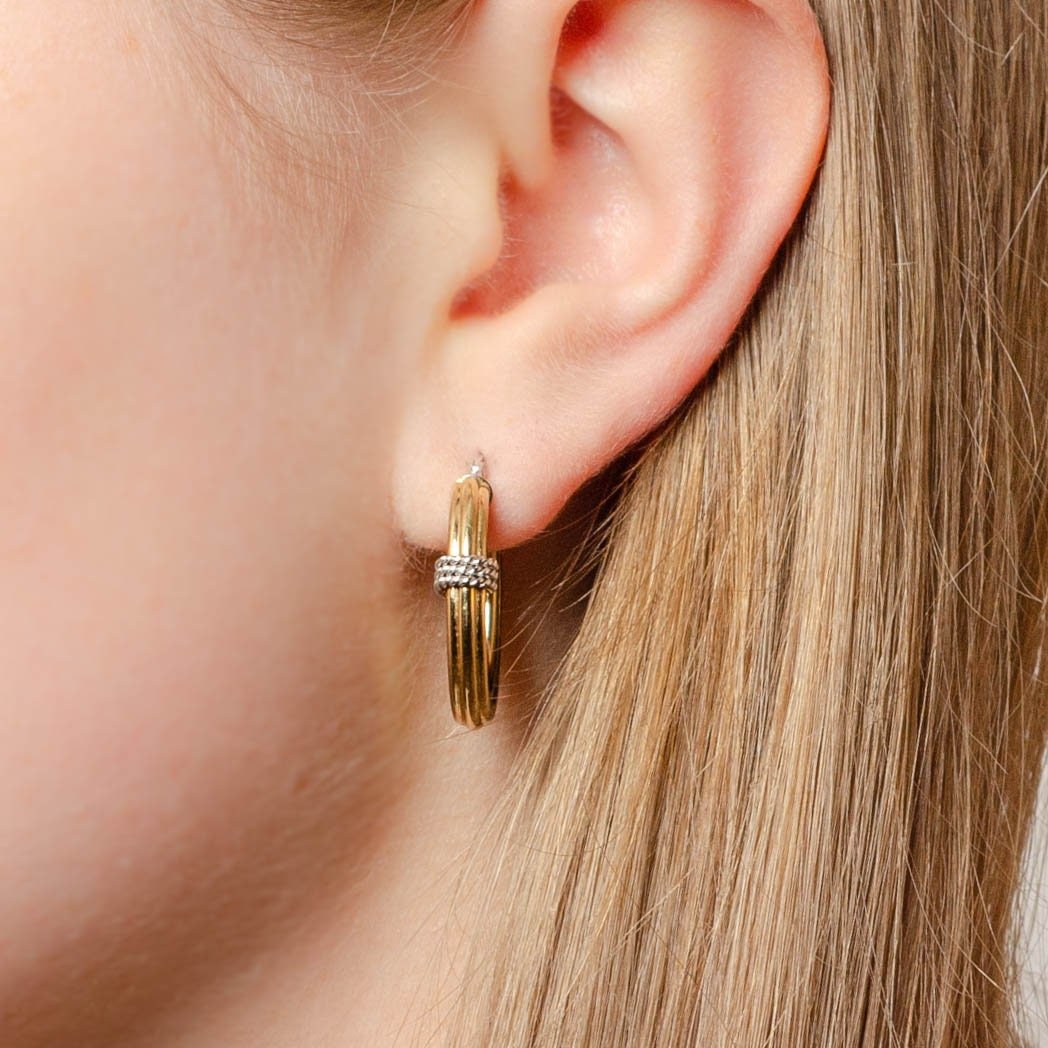 Vintage Hoop Earrings of 14k Yellow and White Gold - Trademark Antiques