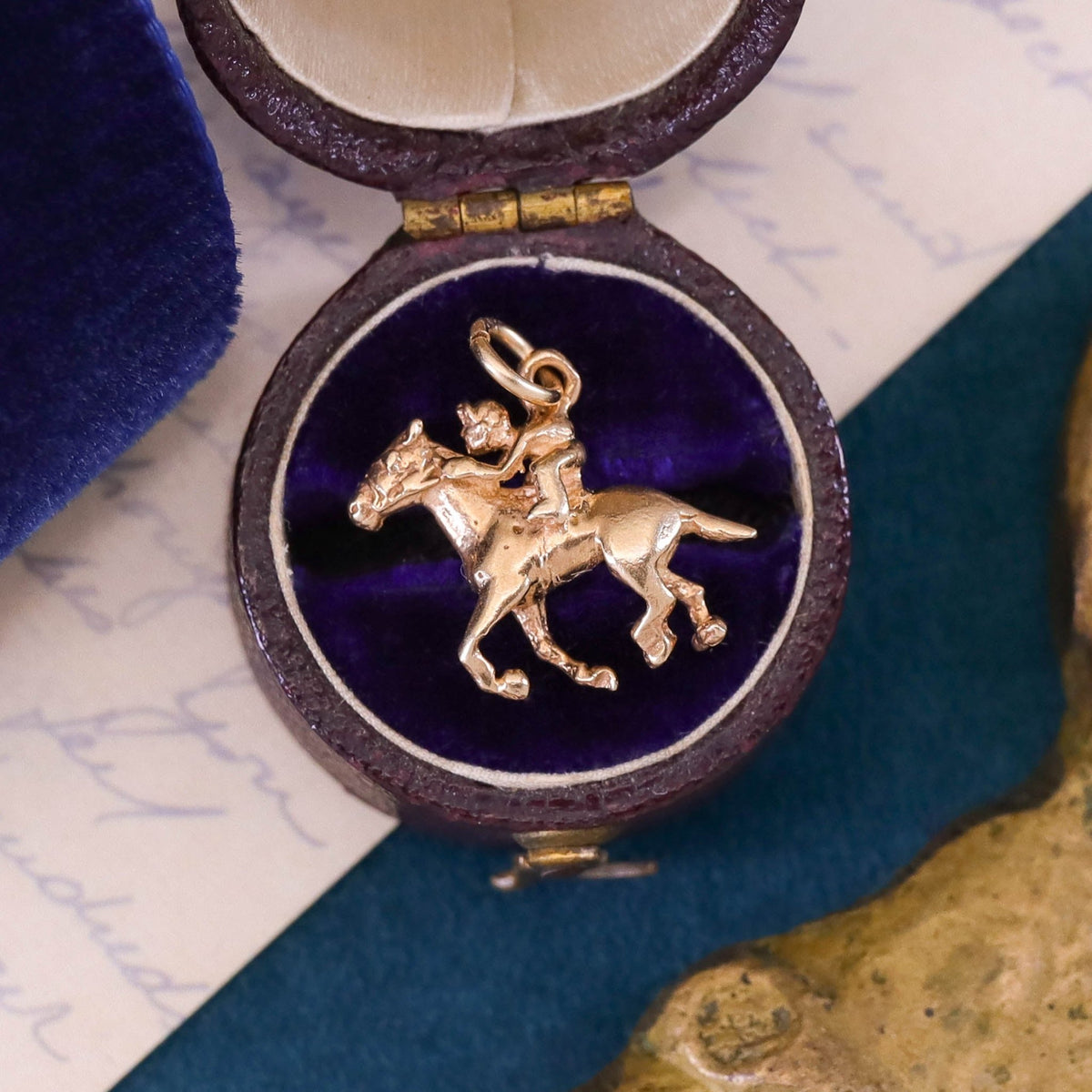 Vintage Horse Racing Charm of 14k Gold - Trademark Antiques