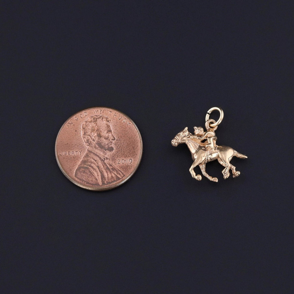 Vintage Horse Racing Charm of 14k Gold - Trademark Antiques