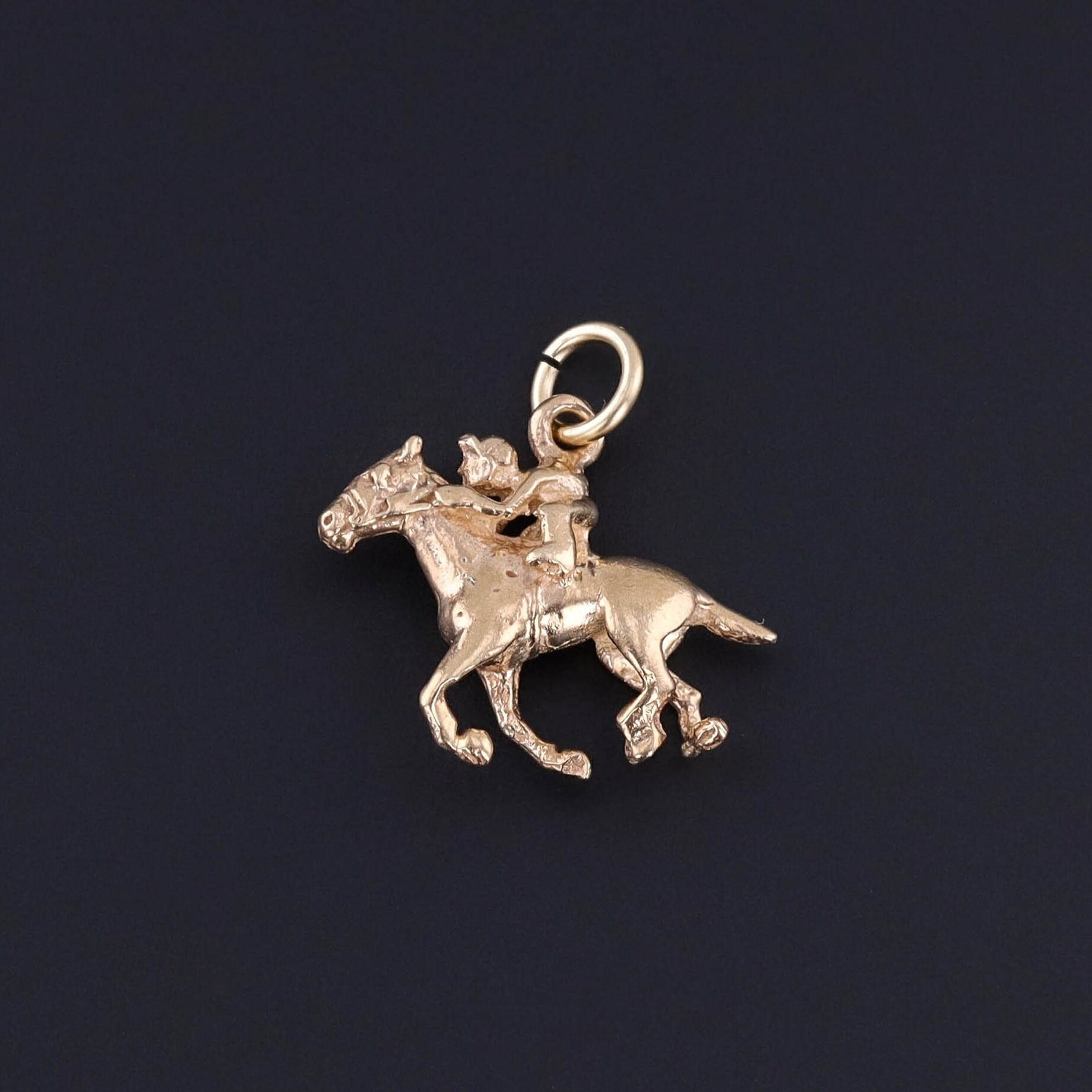Vintage Horse Racing Charm of 14k Gold - Trademark Antiques