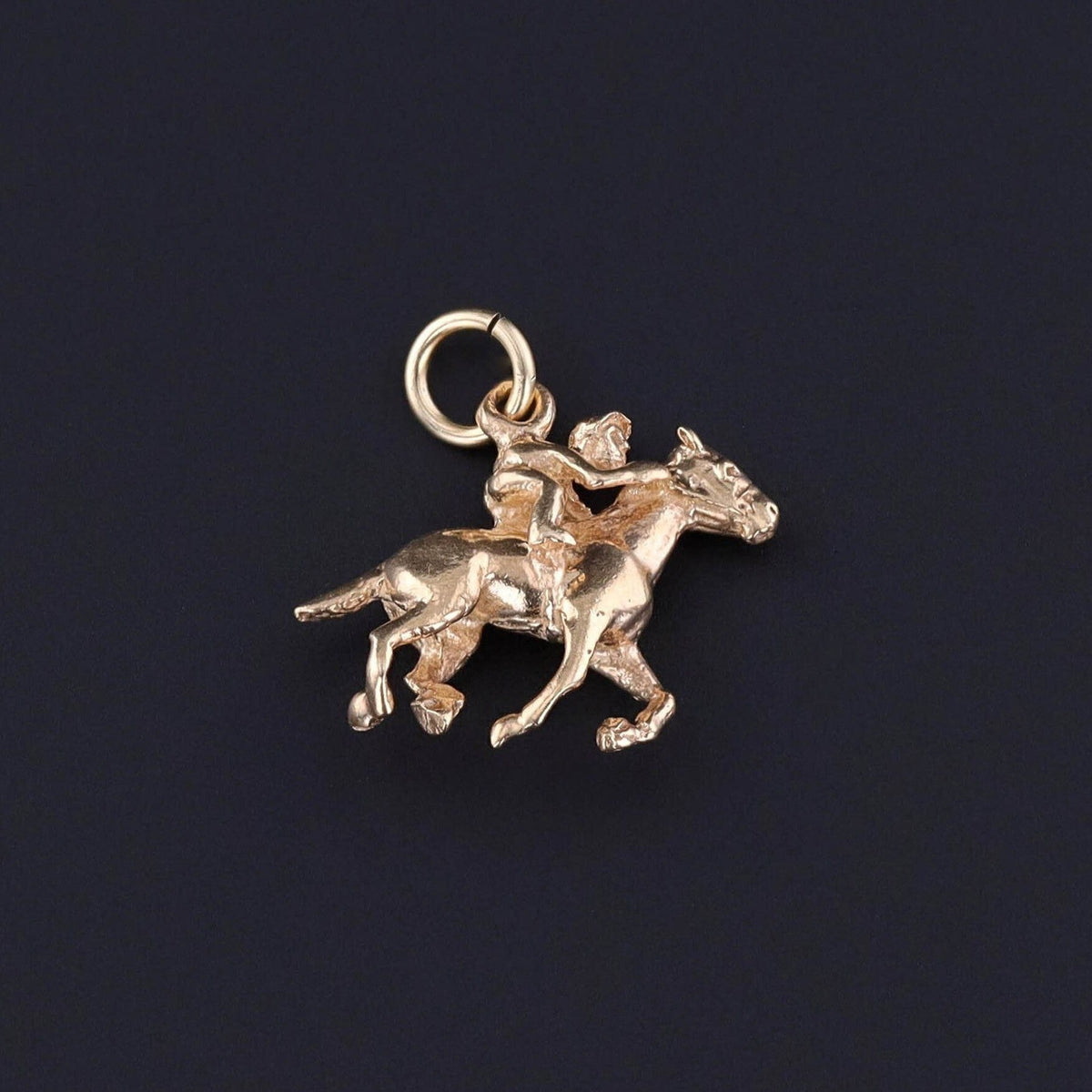 Vintage Horse Racing Charm of 14k Gold - Trademark Antiques