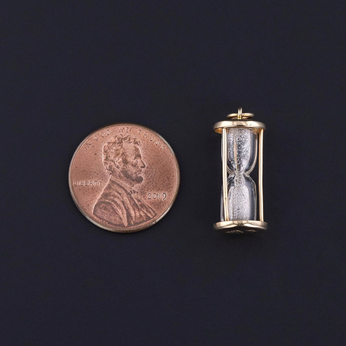 Vintage Hourglass Charm of 14k Gold - Trademark Antiques