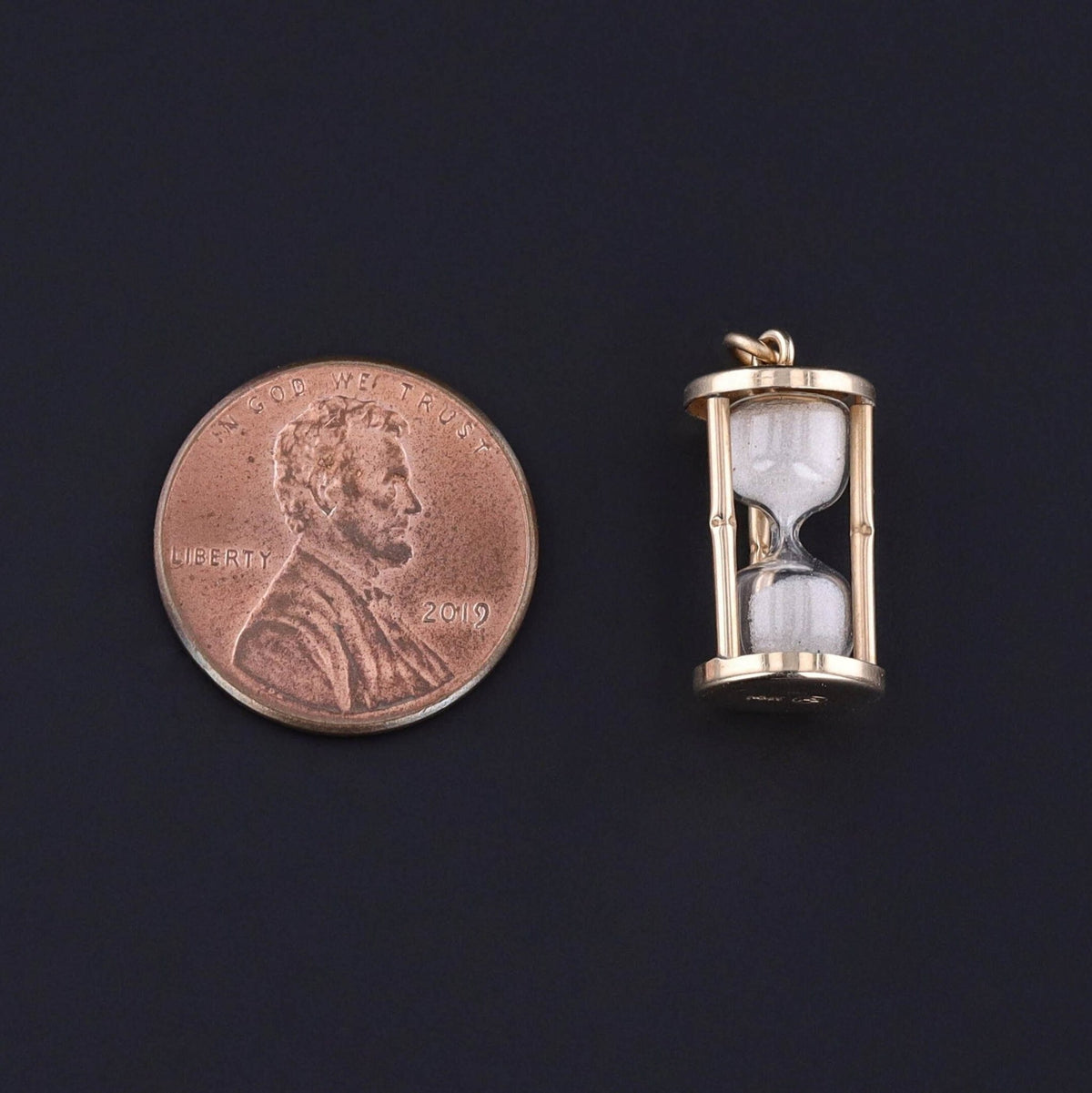 Vintage Hourglass Charm of 14k Gold - Trademark Antiques