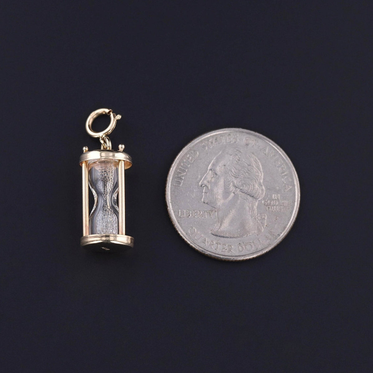 Vintage Hourglass Charm of 14k Gold - Trademark Antiques