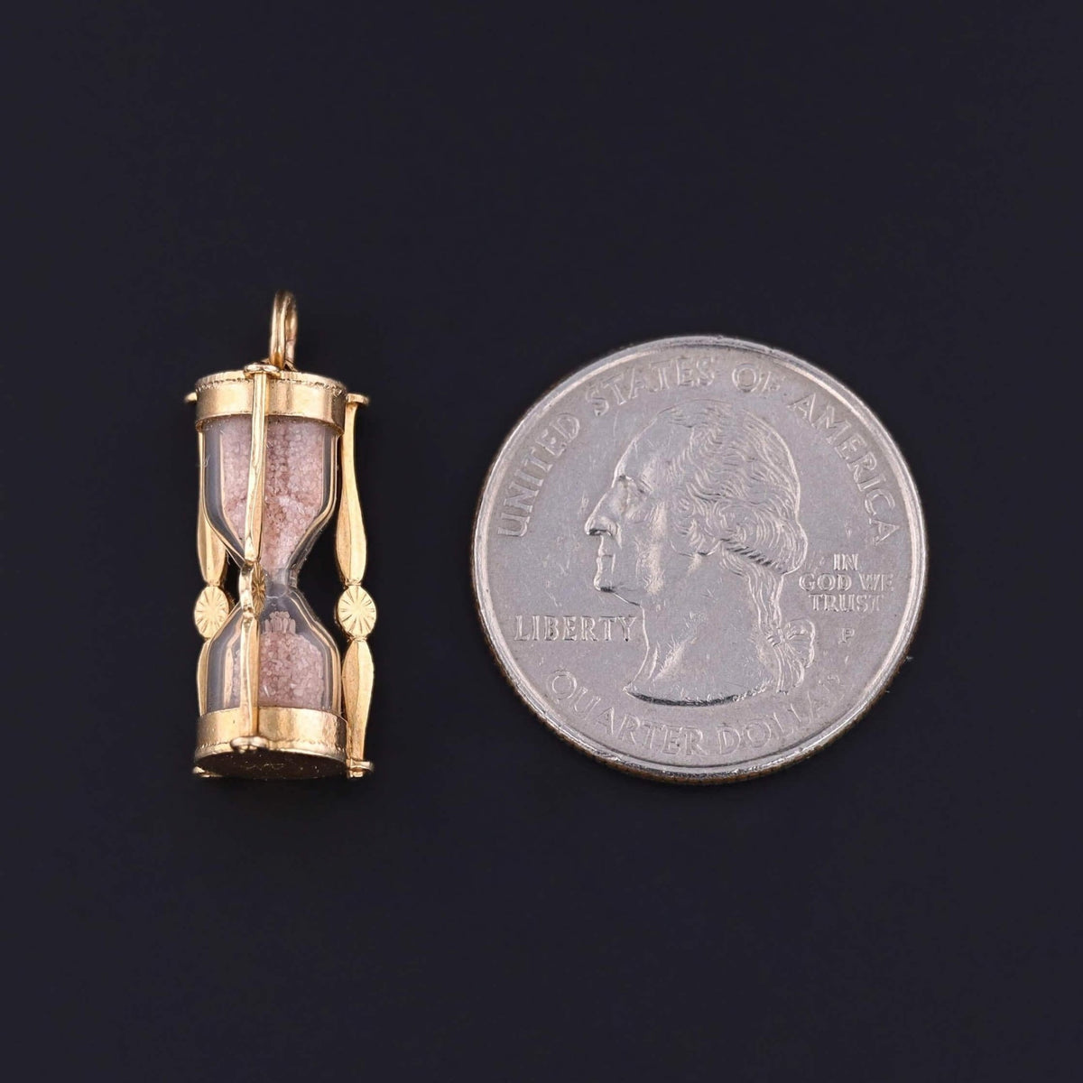 Vintage Hourglass Charm of 14k Gold - Trademark Antiques