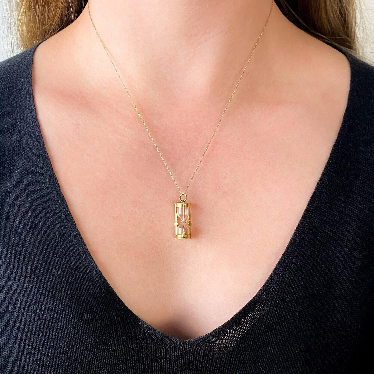 Vintage Hourglass Charm of 14k Gold - Trademark Antiques