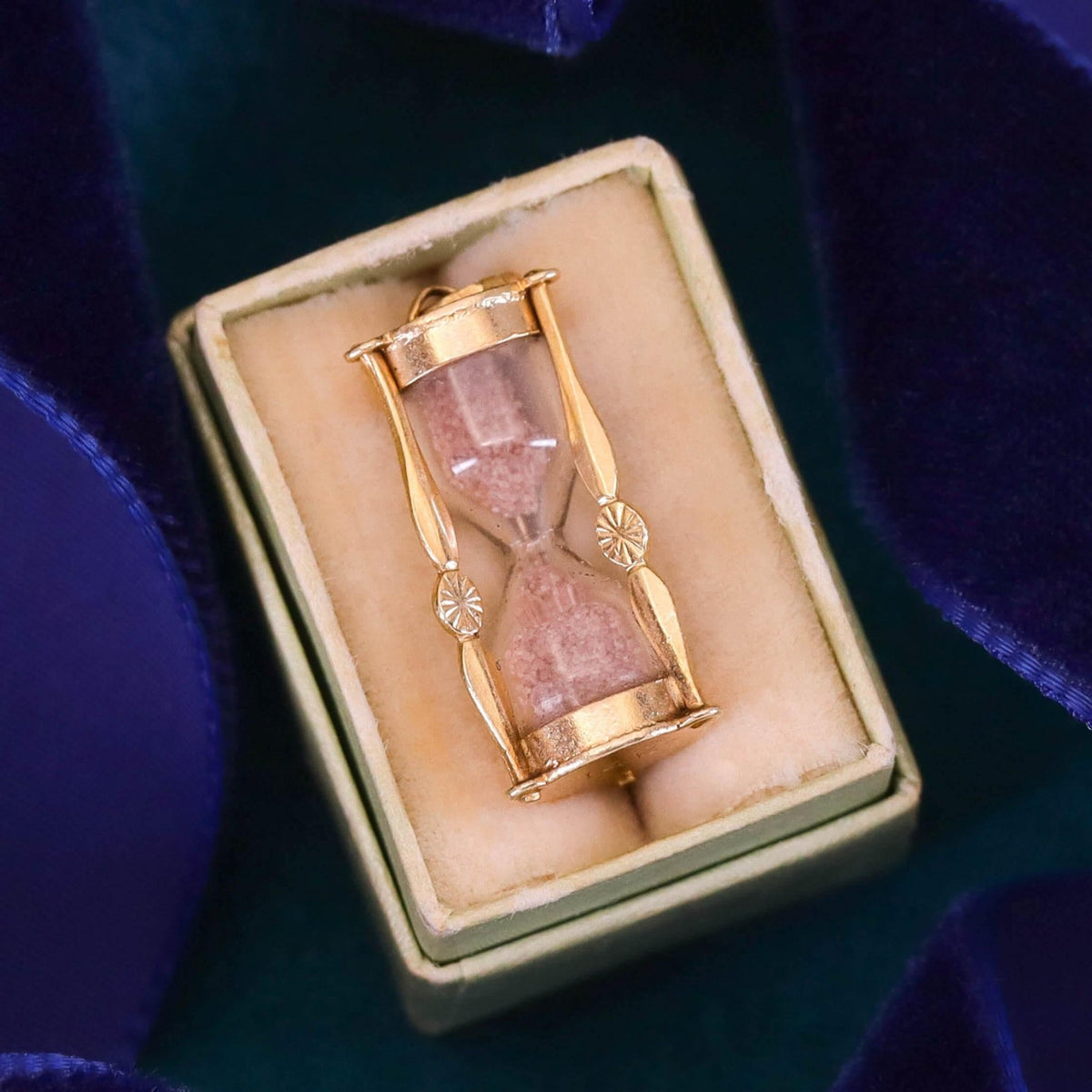 Vintage Hourglass Charm of 14k Gold - Trademark Antiques