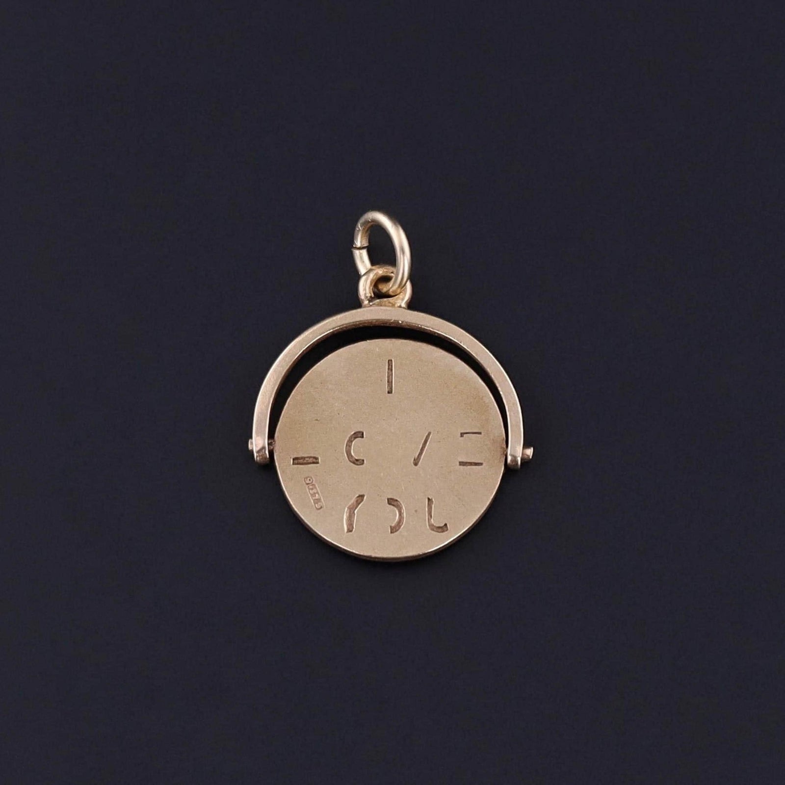 Vintage I Love You Spinner Charm of 9ct Gold - Trademark Antiques