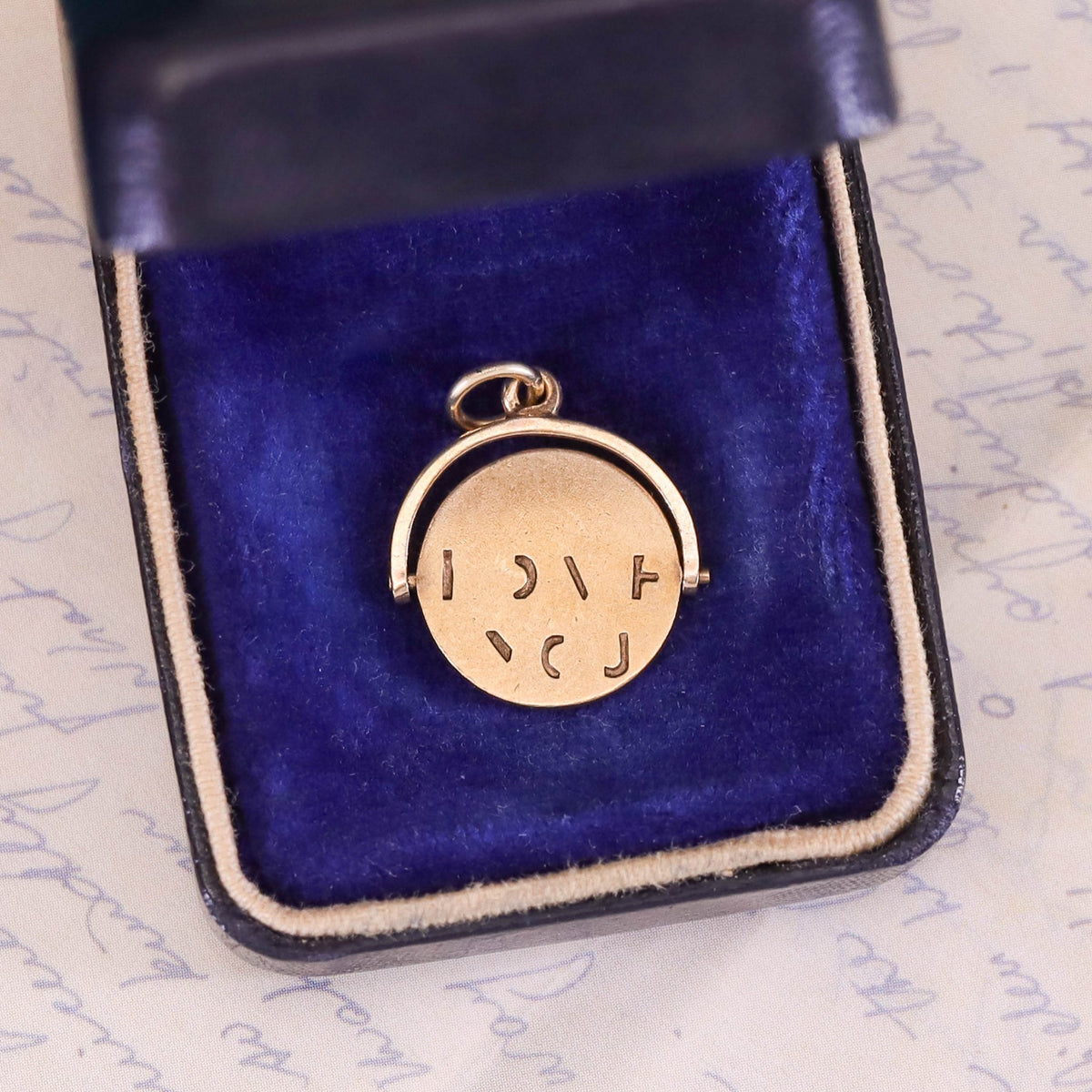 Vintage I Love You Spinner Charm of 9ct Gold - Trademark Antiques