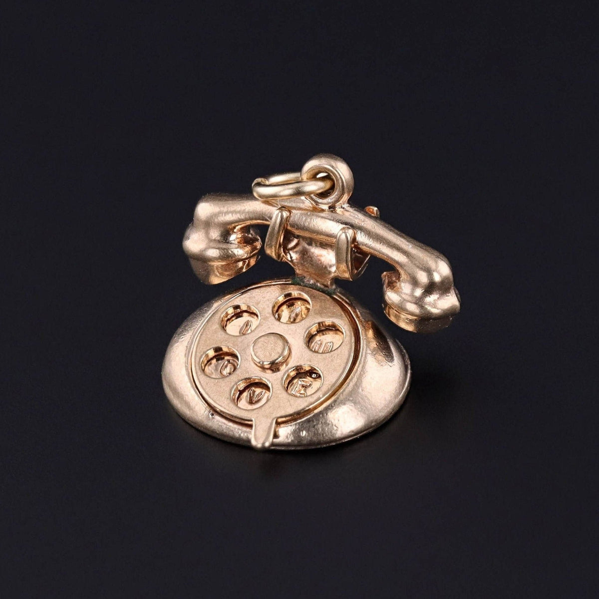 Vintage I Love You Telephone Charm of 10k Gold - Trademark Antiques