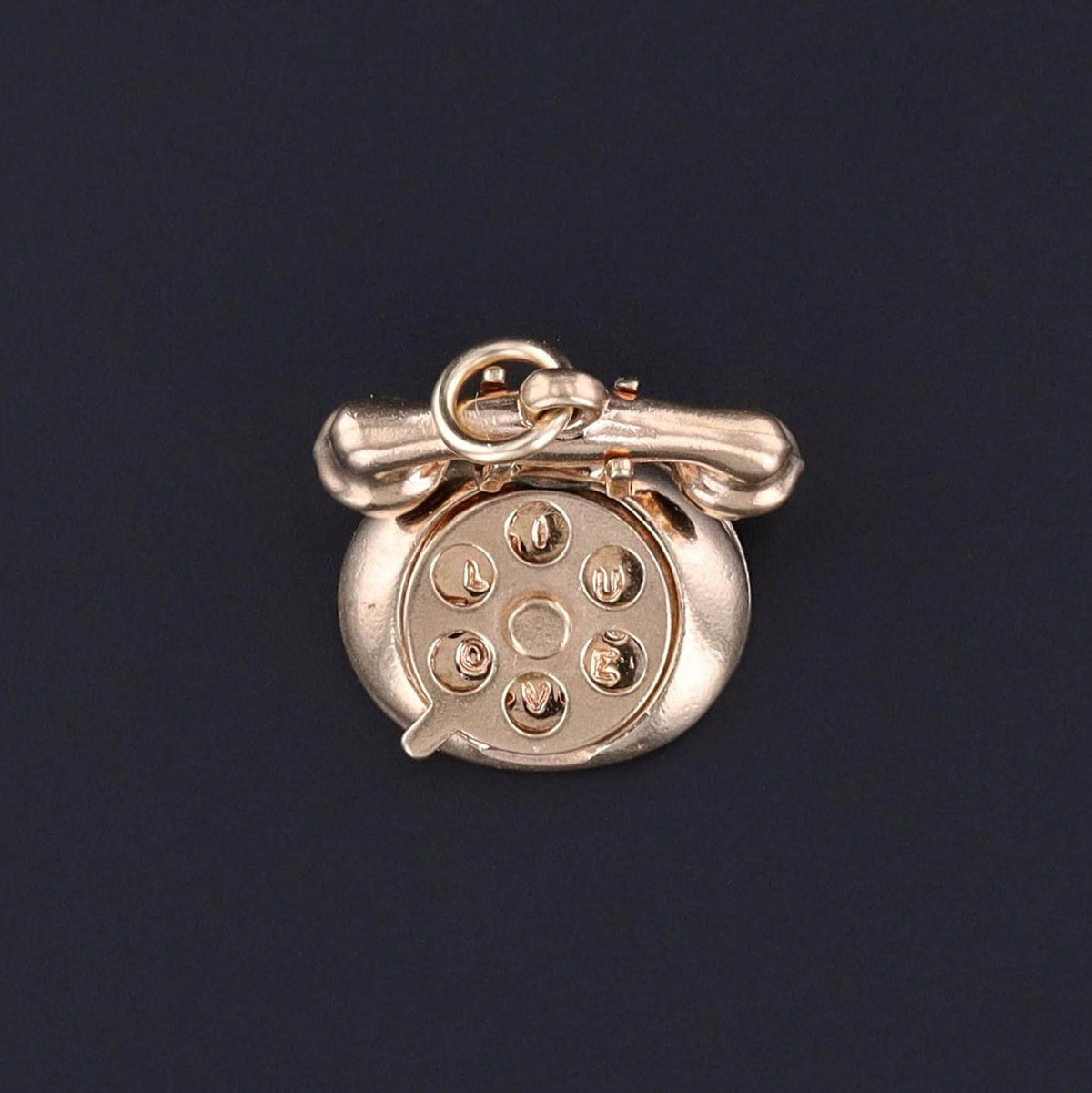 Vintage I Love You Telephone Charm of 10k Gold - Trademark Antiques