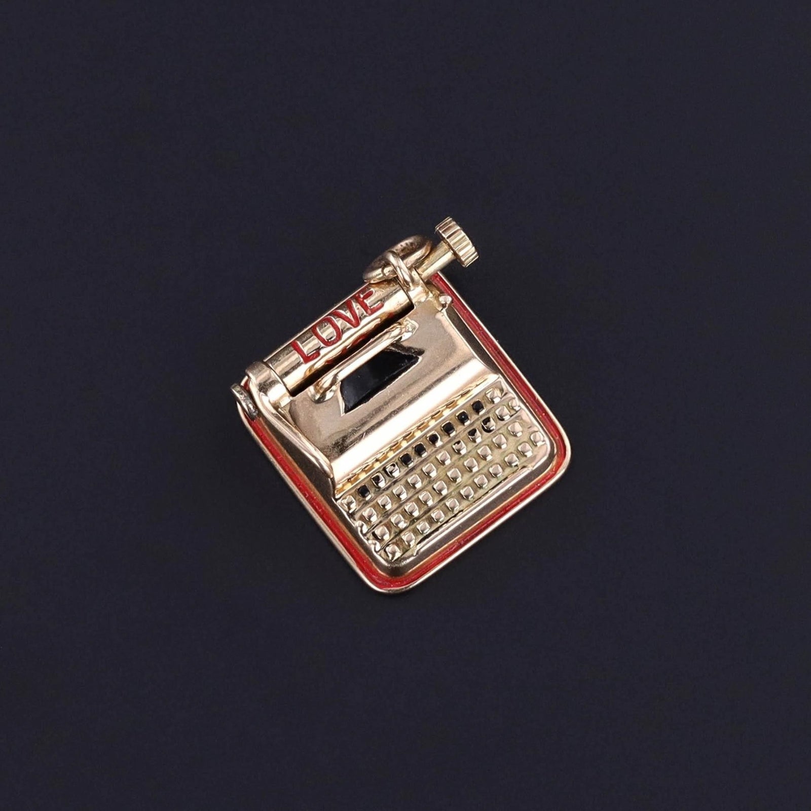 Vintage 'I Love You' Typewriter Charm of 14k Gold - Trademark Antiques