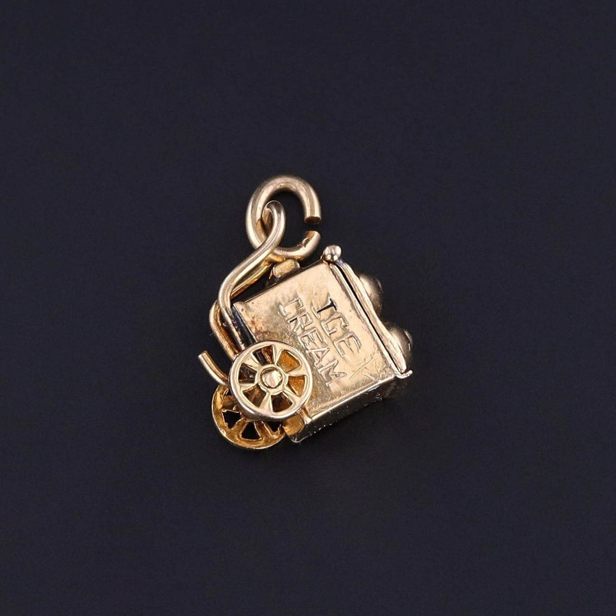 Vintage Ice Cream Cart Charm of 14k Gold - Trademark Antiques