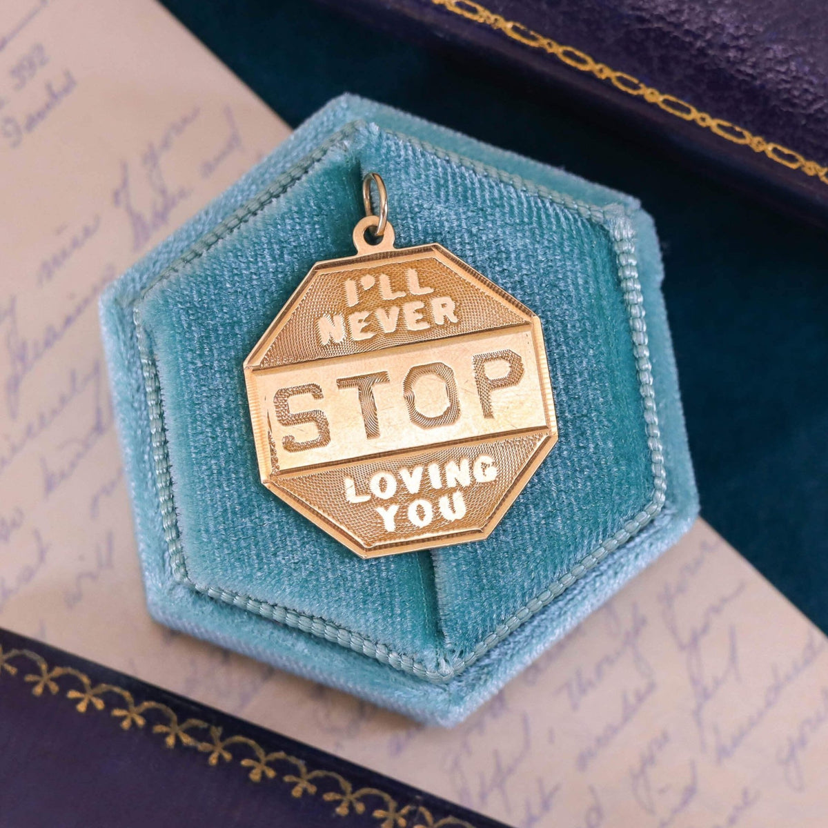 Vintage I'll Never Stop Loving You Pendant of 14k Gold - Trademark Antiques