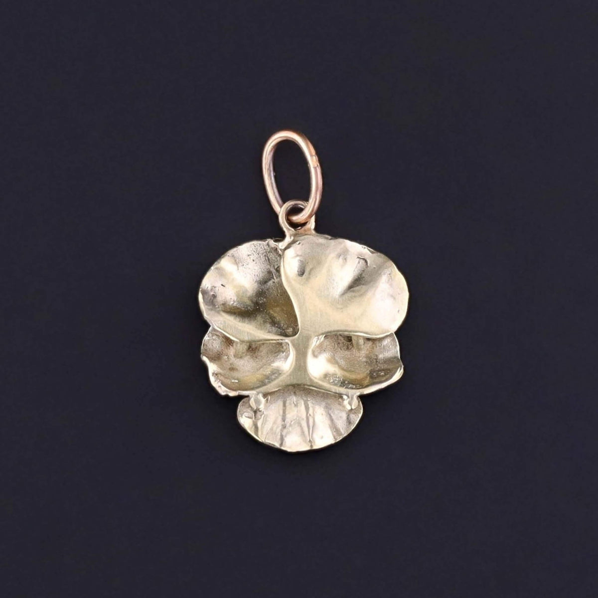 Vintage Indigo Enamel Pansy Charm of 14k Gold - Trademark Antiques