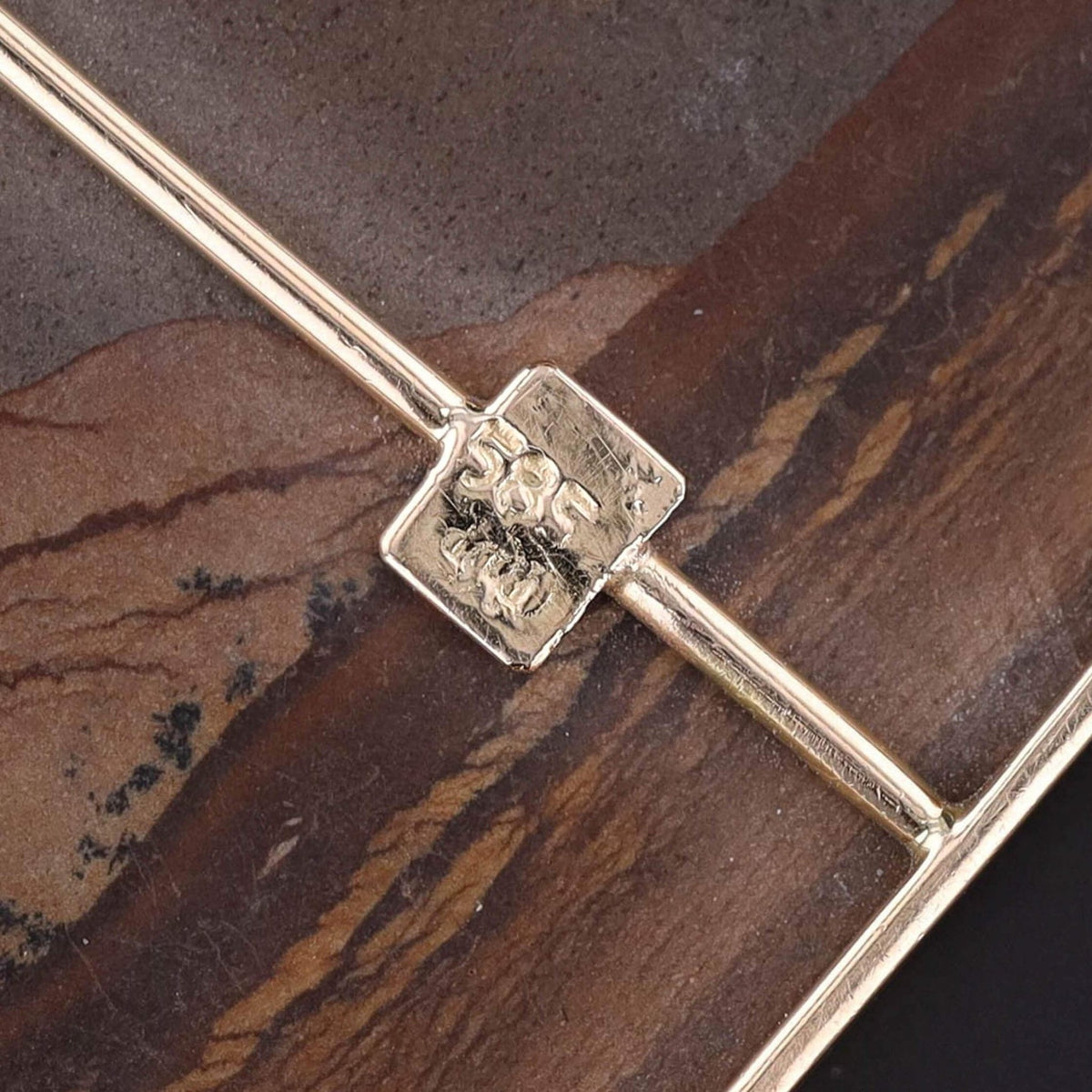 Vintage Jasper and Moonstone Landscape Pendant of 14k Gold - Trademark Antiques