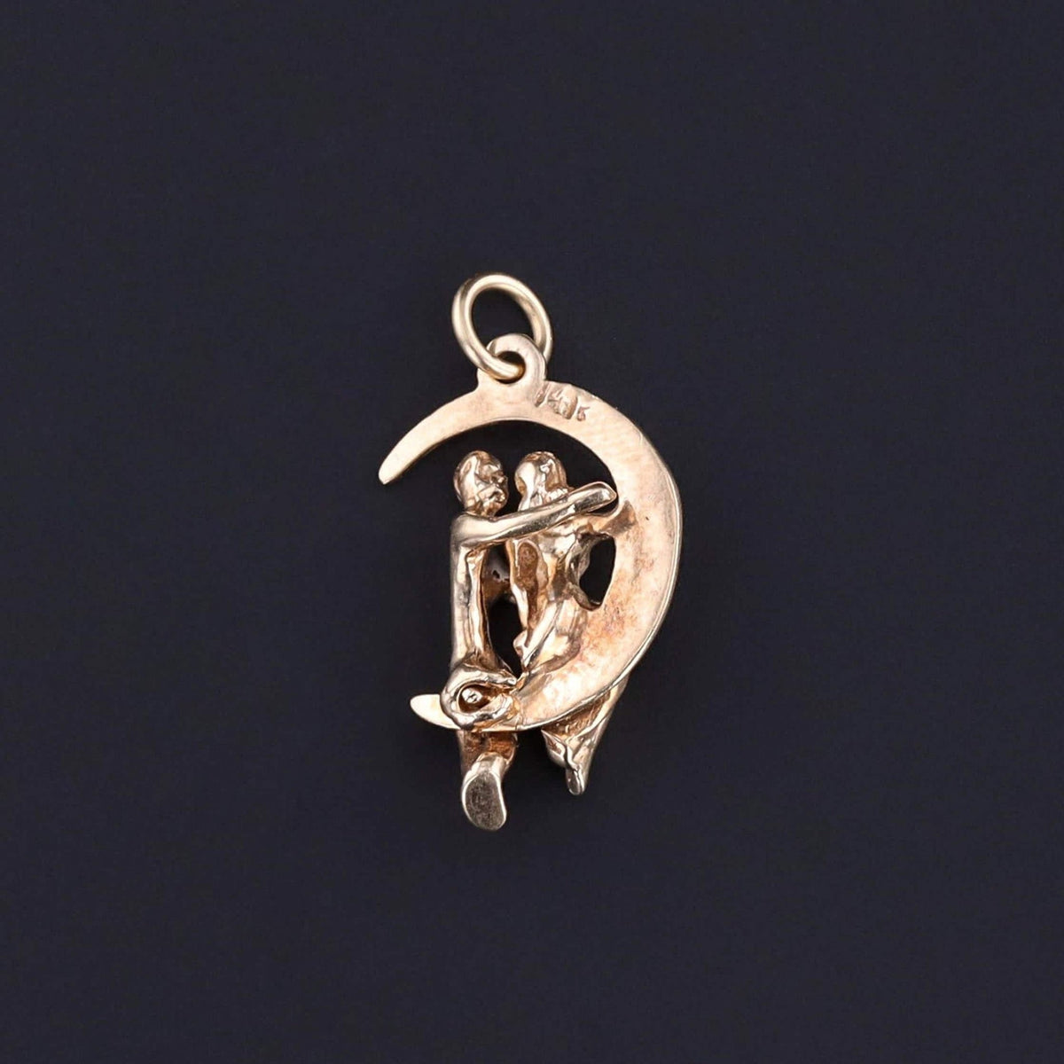 Vintage Kissing Couple on the Moon of 14k Gold - Trademark Antiques