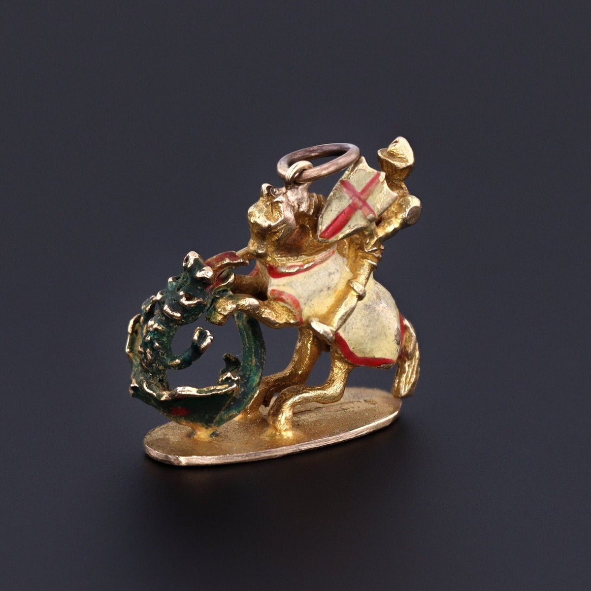 Vintage Knight and Dragon Pendant of 9ct Gold - Trademark Antiques