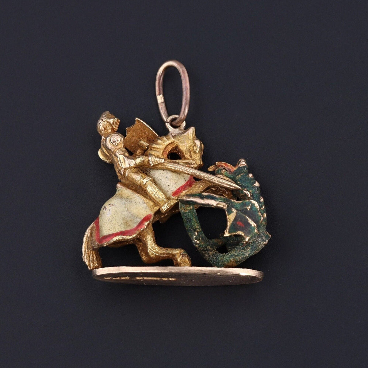 Vintage Knight and Dragon Pendant of 9ct Gold - Trademark Antiques