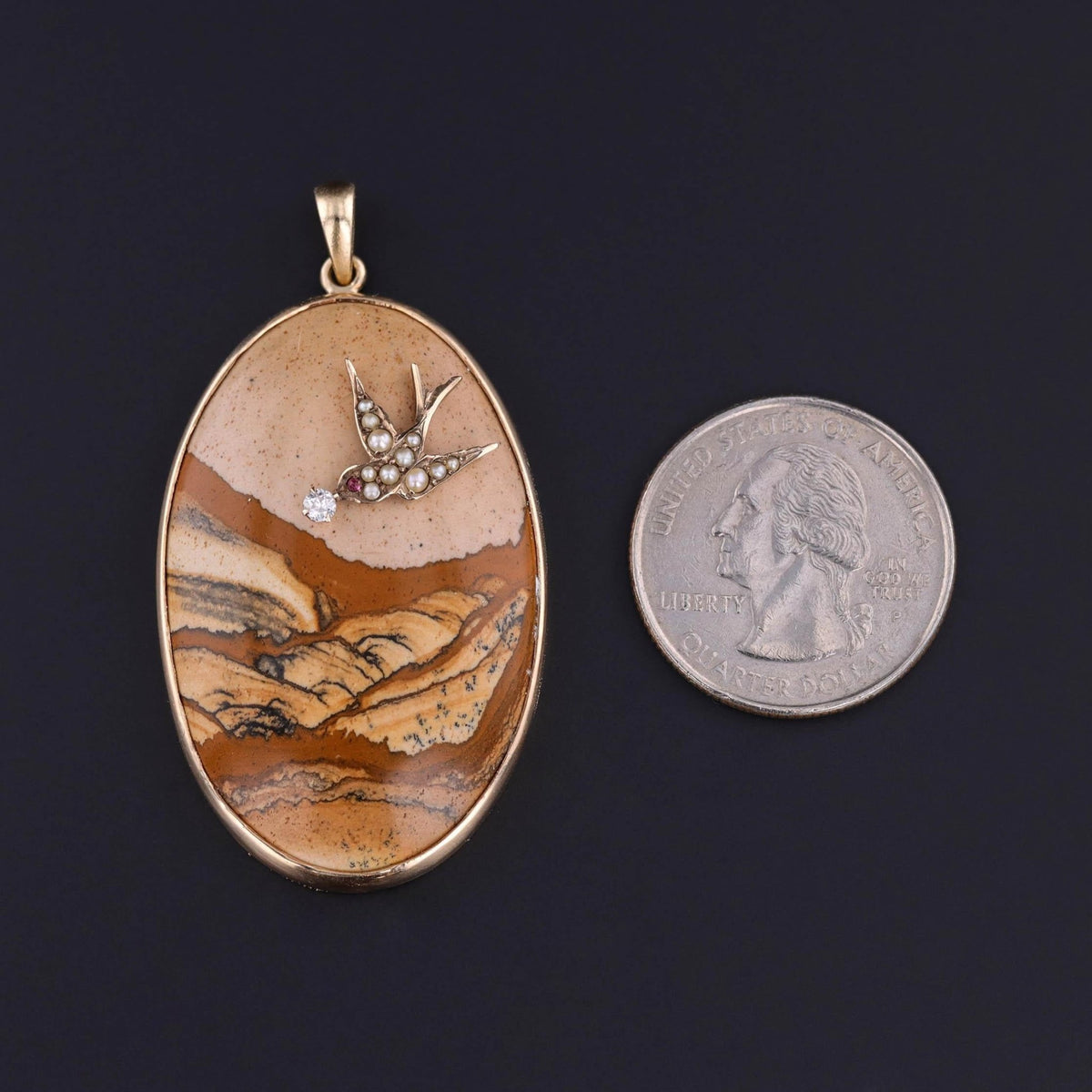 Vintage Landscape Pendant of Sandstone - Trademark Antiques