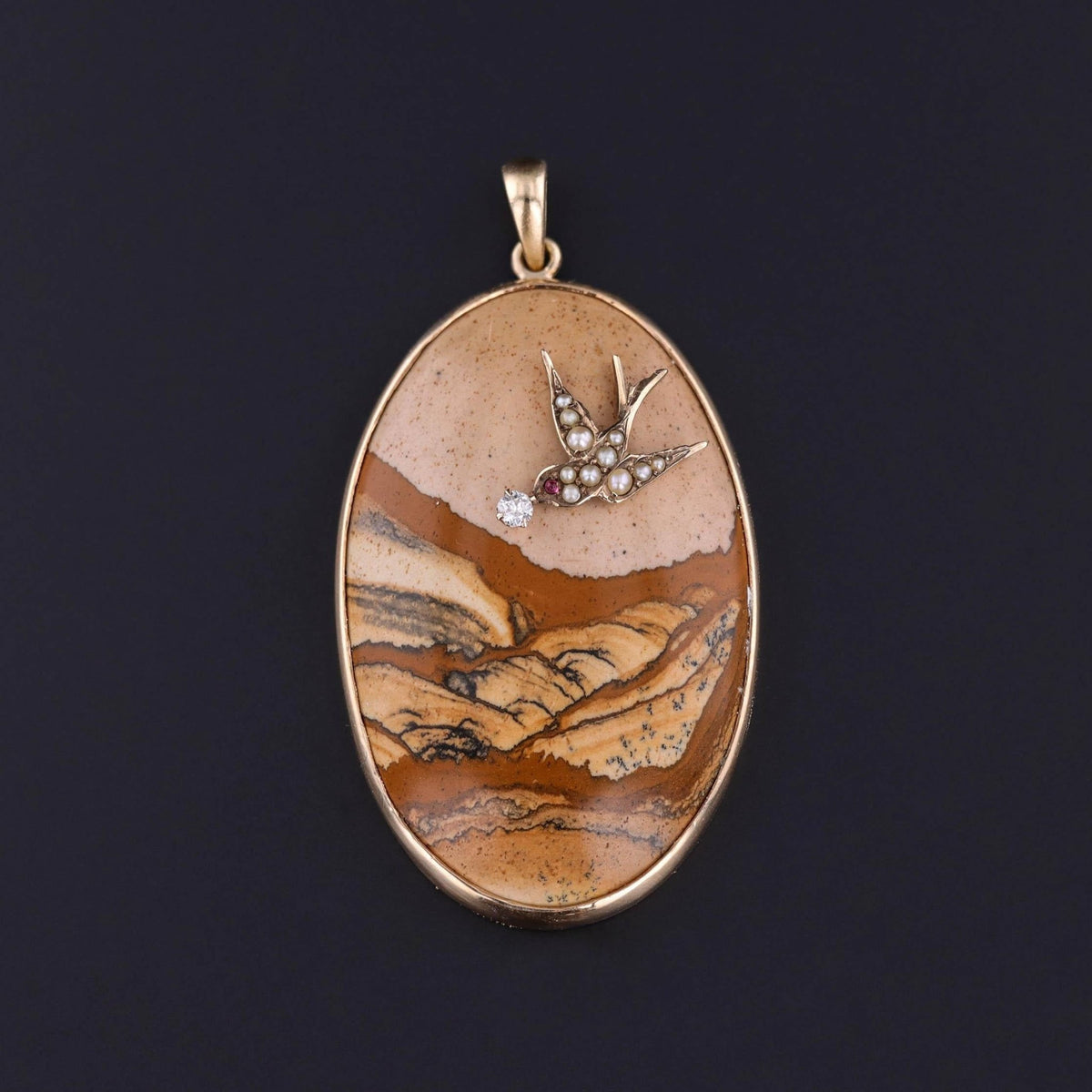 Vintage Landscape Pendant of Sandstone - Trademark Antiques