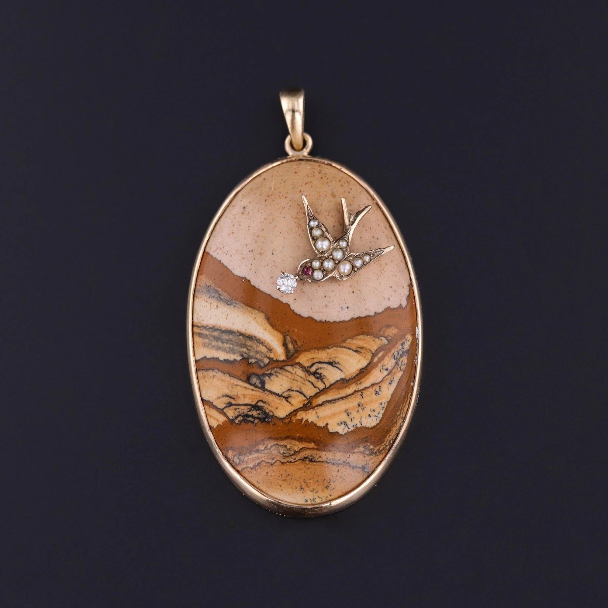 Vintage Landscape Pendant of Sandstone - Trademark Antiques