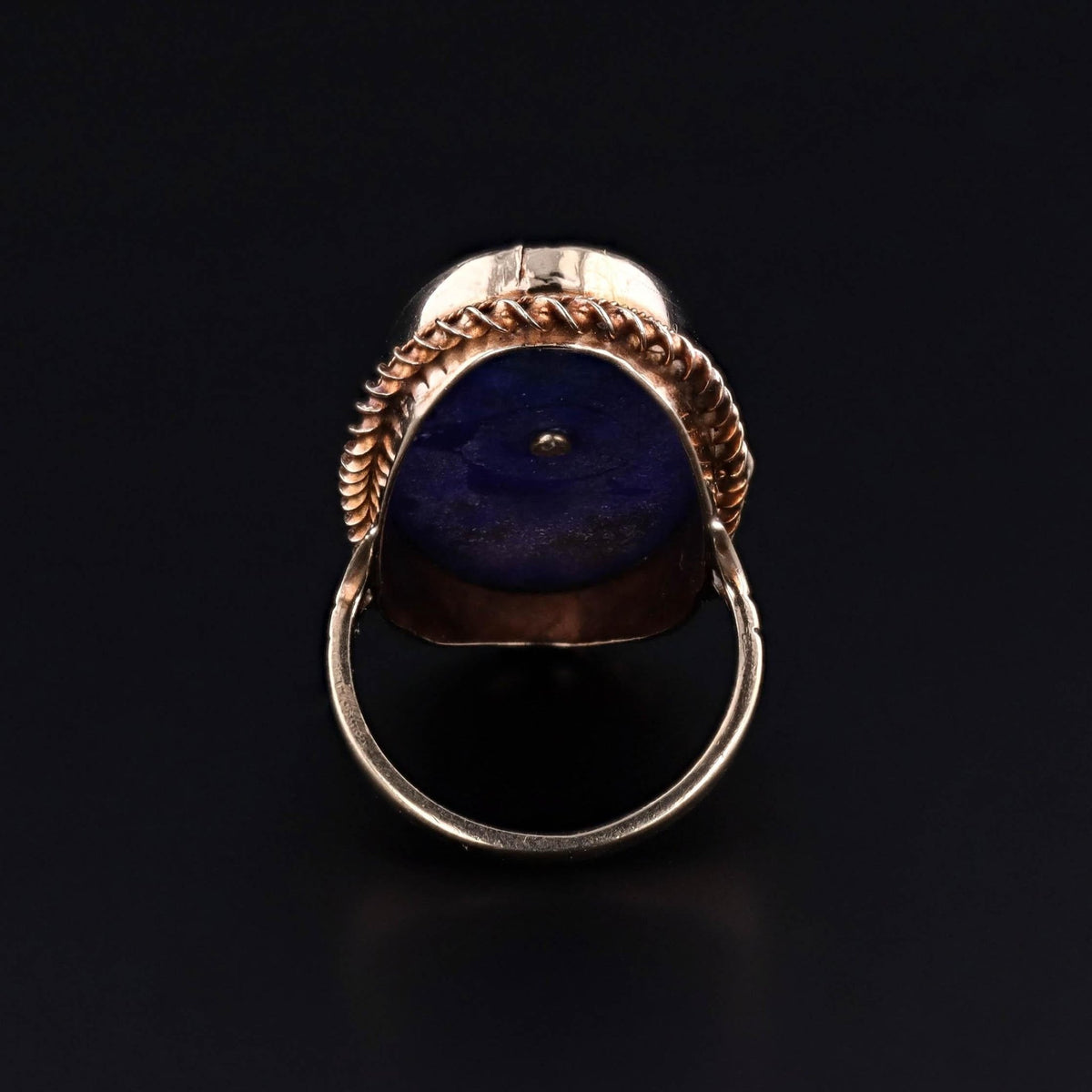 Vintage Lapis and Zircon Flower Ring of 9ct Gold - Trademark Antiques