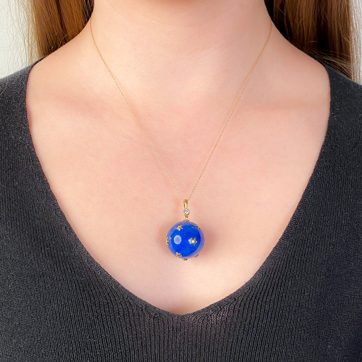 Vintage Lapis Lazuli and Diamond Star Pendant - Trademark Antiques