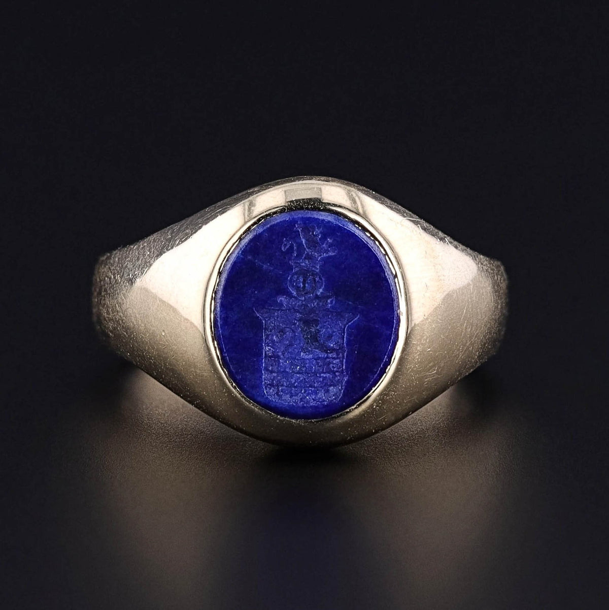 Vintage Lapis Signet Ring of 14k Gold - Trademark Antiques