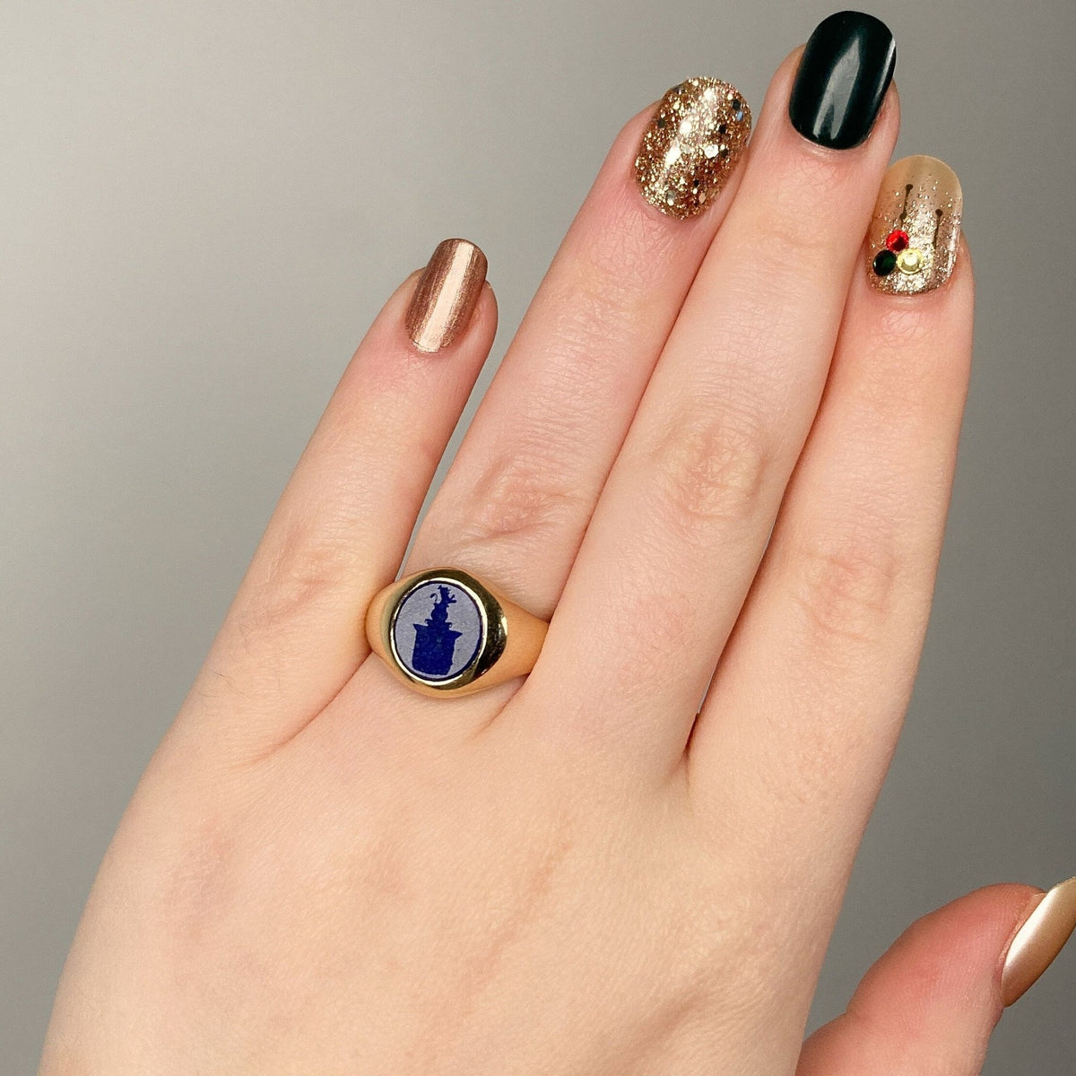 Vintage Lapis Signet Ring of 14k Gold - Trademark Antiques