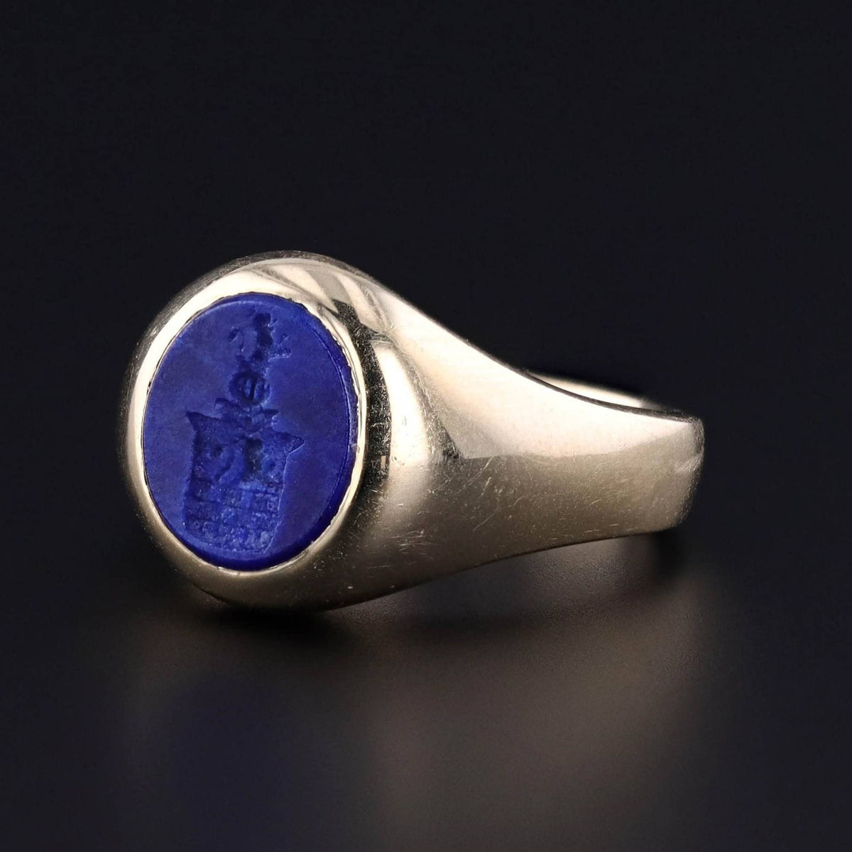 Vintage Lapis Signet Ring of 14k Gold - Trademark Antiques