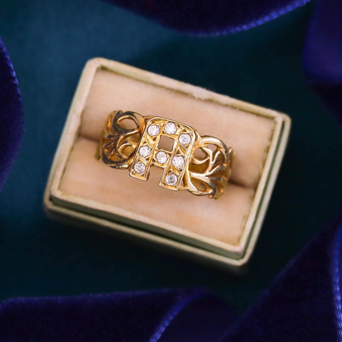 Vintage Letter A Ring of 14k Gold - Trademark Antiques