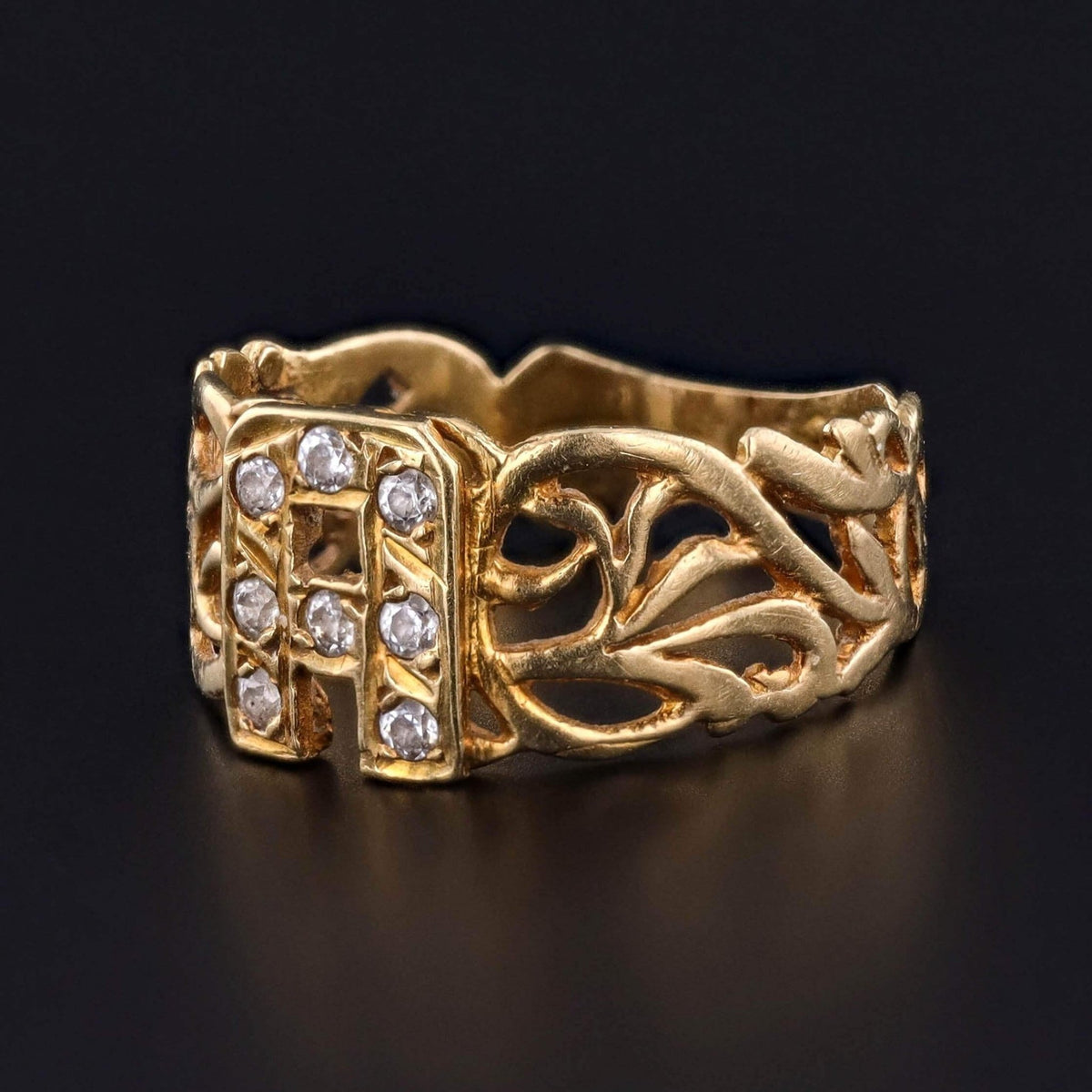 Vintage Letter A Ring of 14k Gold - Trademark Antiques