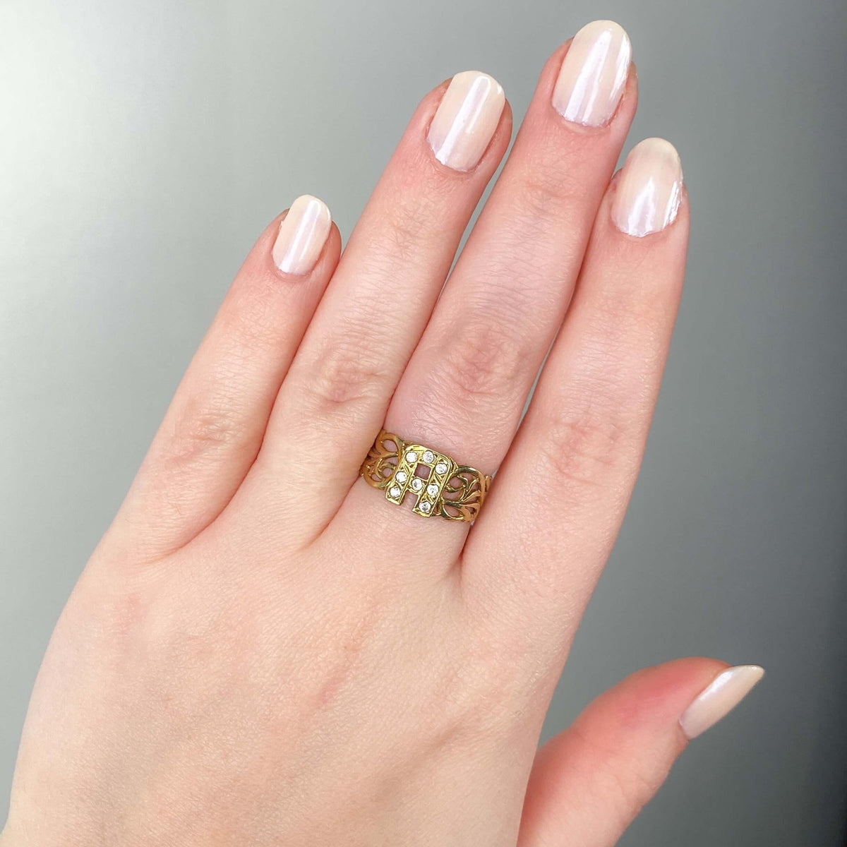 Vintage Letter A Ring of 14k Gold - Trademark Antiques