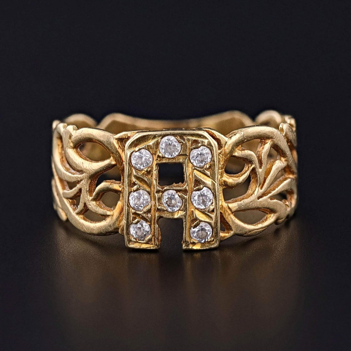 Vintage Letter A Ring of 14k Gold - Trademark Antiques