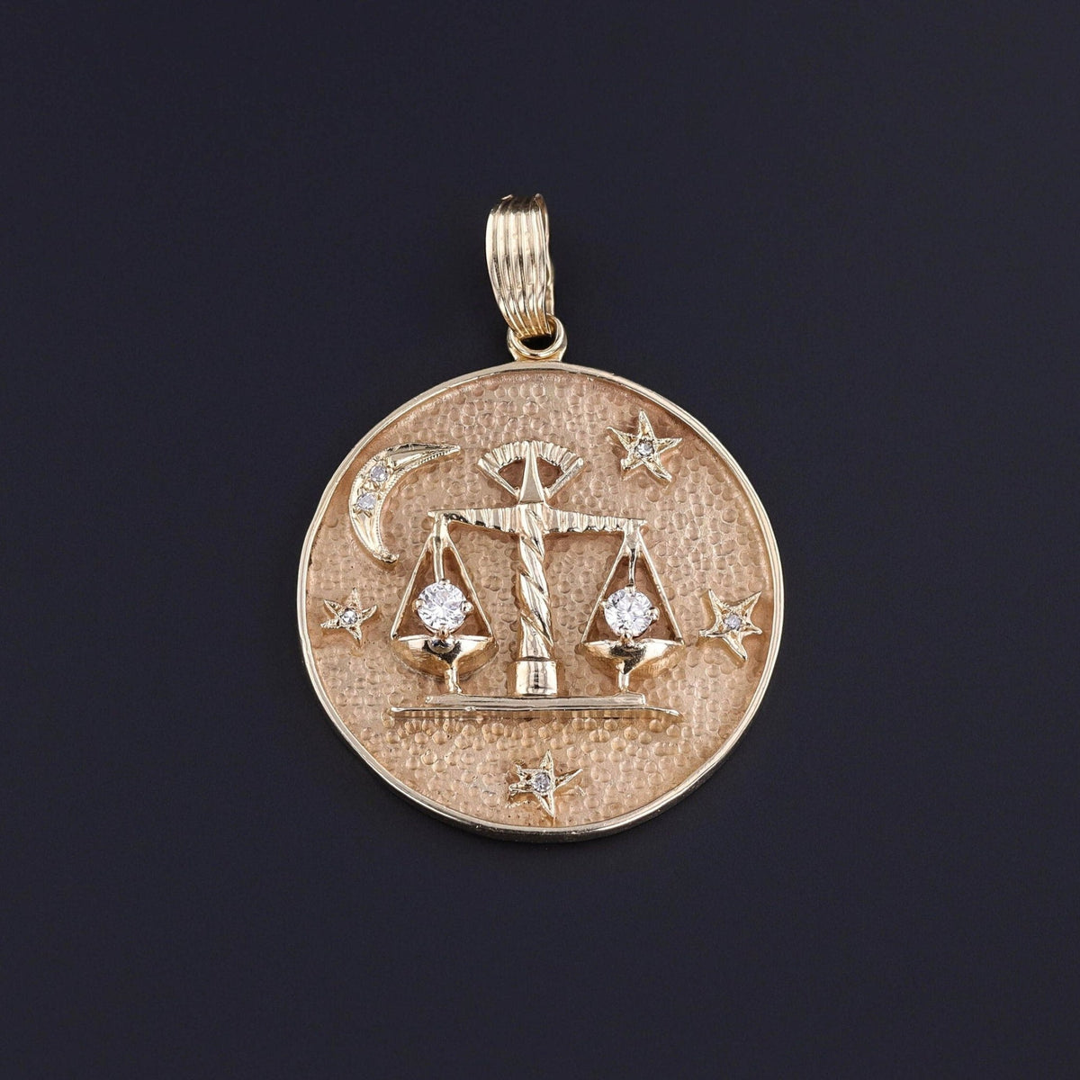 Vintage Libra Zodiac Pendant of 14k Gold - Trademark Antiques