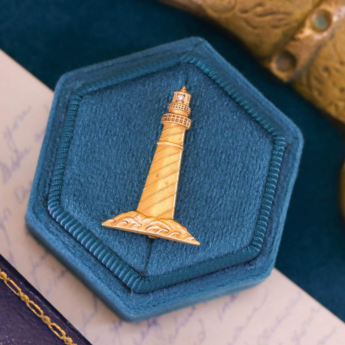 Vintage Lighthouse Brooch of 10k Gold - Trademark Antiques