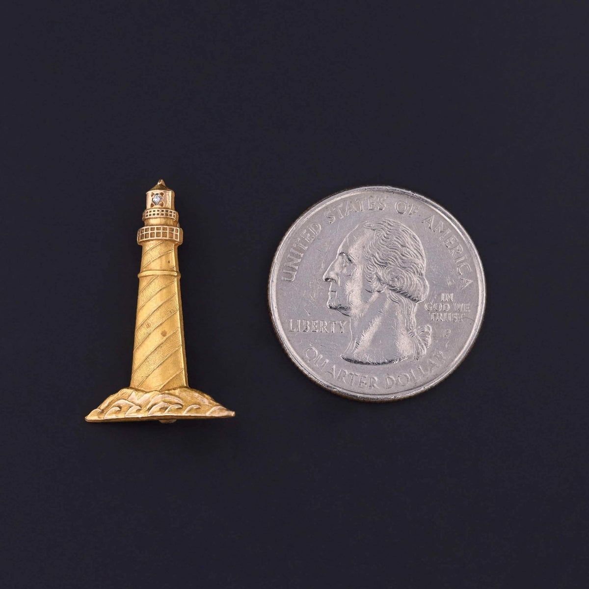 Vintage Lighthouse Brooch of 10k Gold - Trademark Antiques