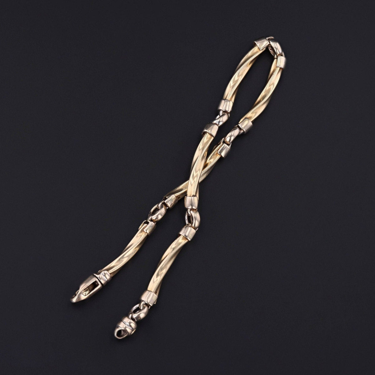 Vintage Link Bracelet of 14k Yellow and White Gold - Trademark Antiques