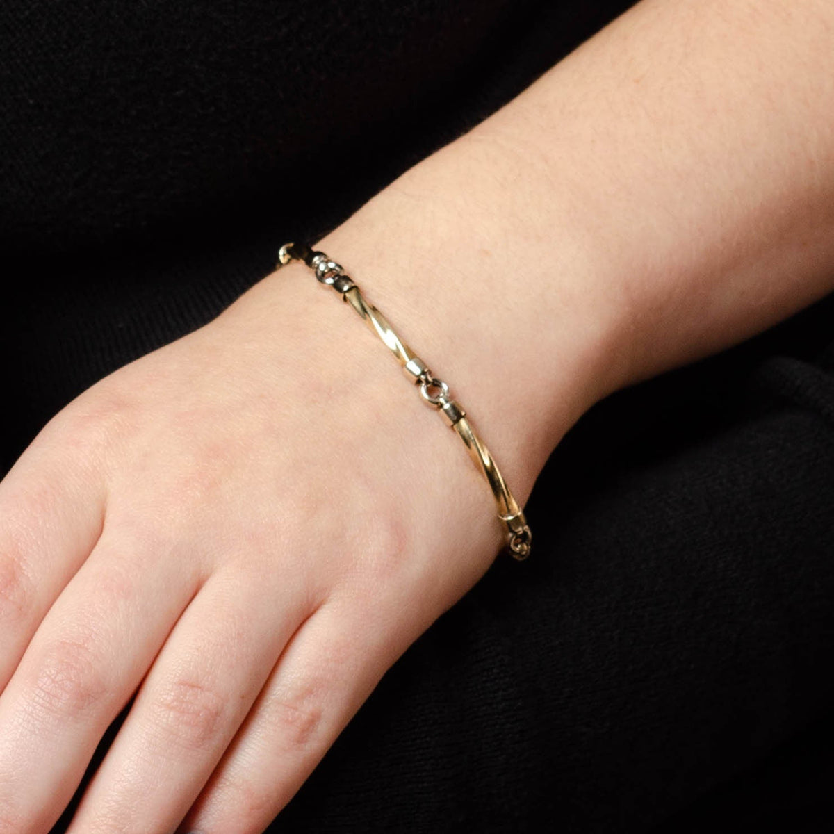 Vintage Link Bracelet of 14k Yellow and White Gold - Trademark Antiques