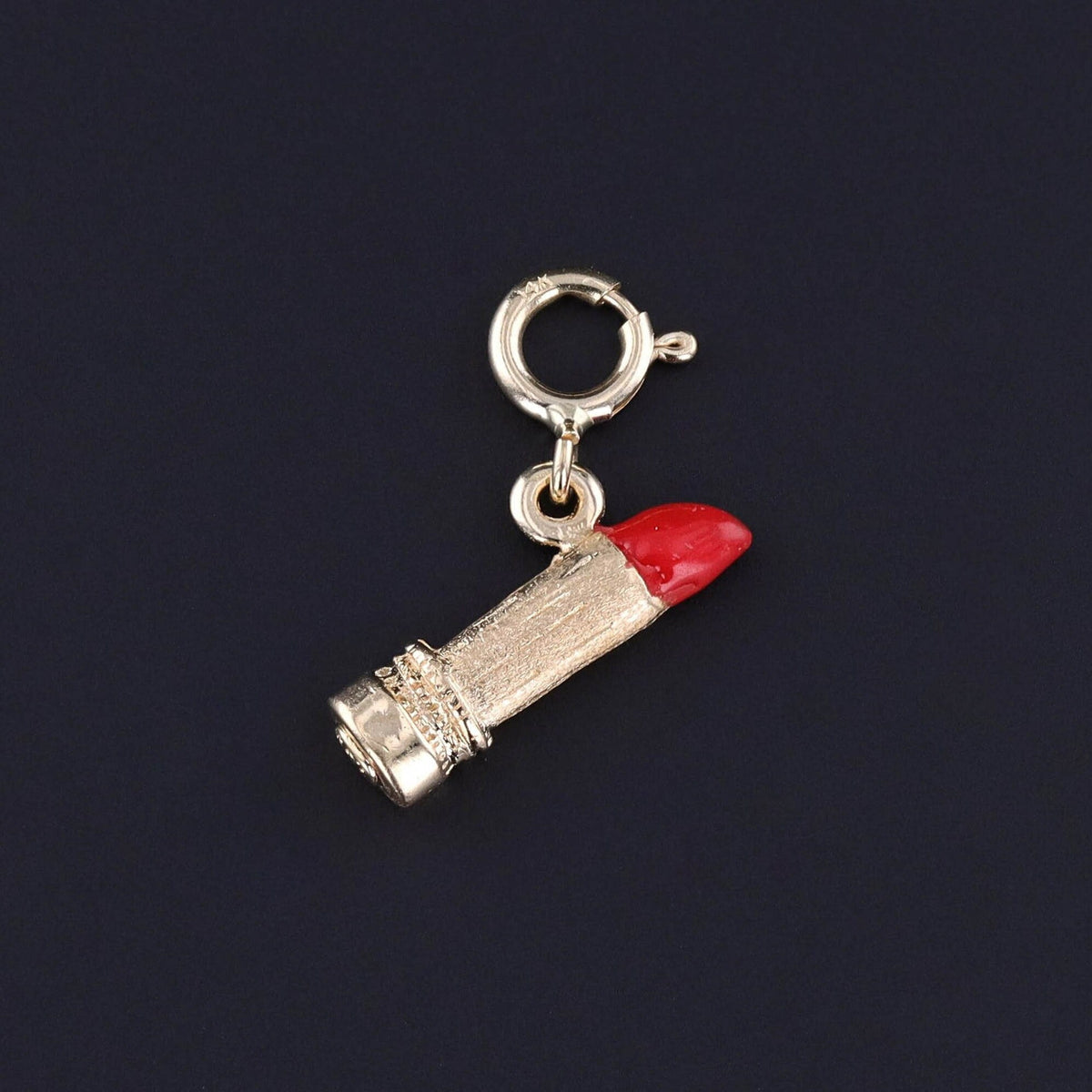 Vintage Lipstick Charm of 14k Gold - Trademark Antiques