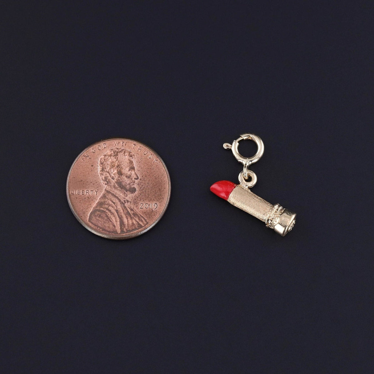 Vintage Lipstick Charm of 14k Gold - Trademark Antiques