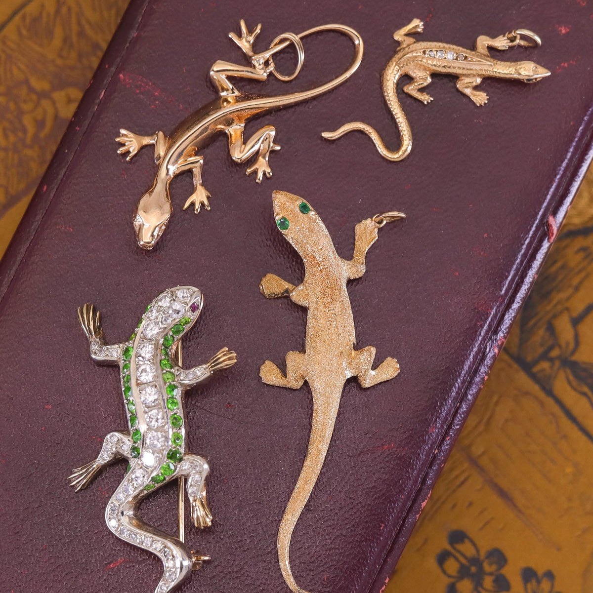 Vintage Lizard Conversion Pendant of 14k Gold - Trademark Antiques