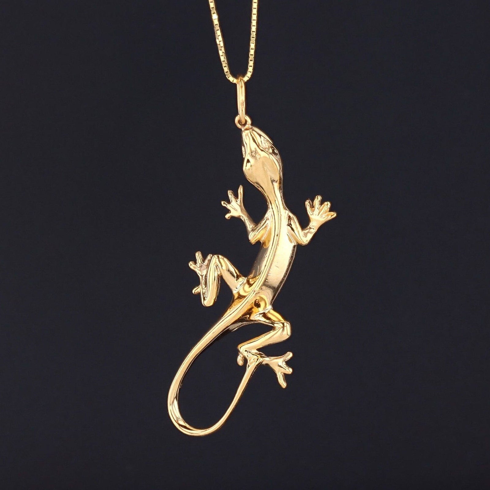 Vintage Lizard Conversion Pendant of 14k Gold - Trademark Antiques