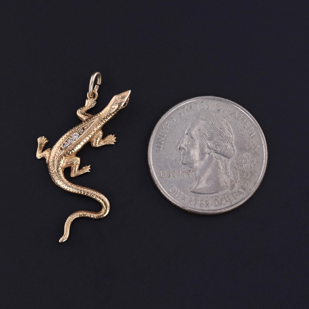 Vintage Lizard Conversion Pendant of 14k Gold - Trademark Antiques