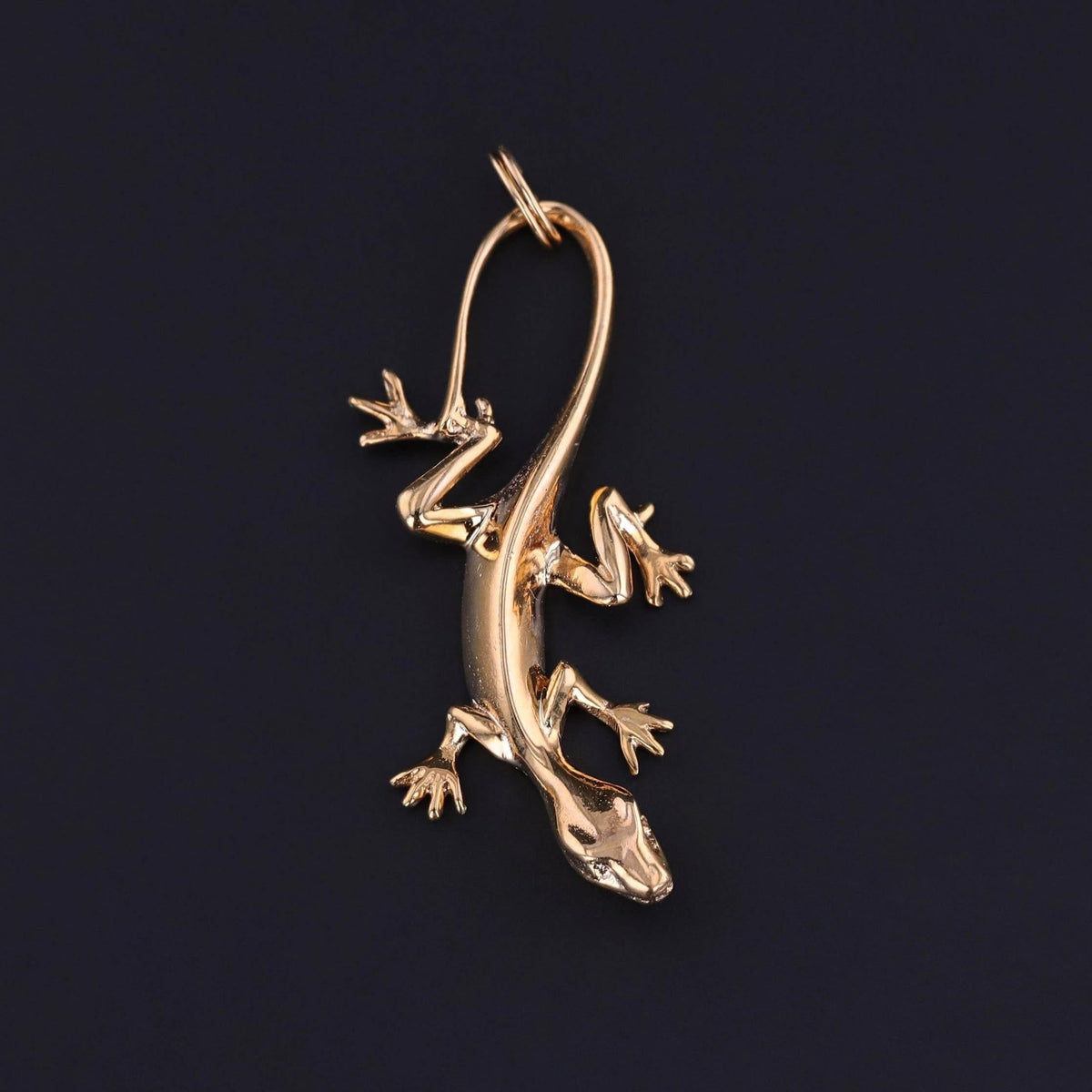 Vintage Lizard Pendant of 14k Gold - Trademark Antiques