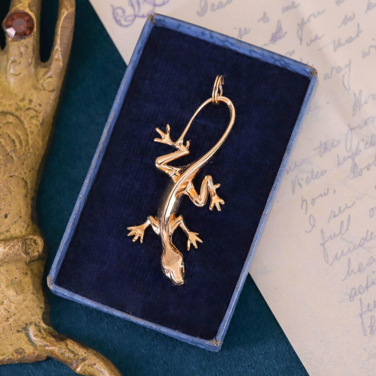 Vintage Lizard Pendant of 14k Gold - Trademark Antiques