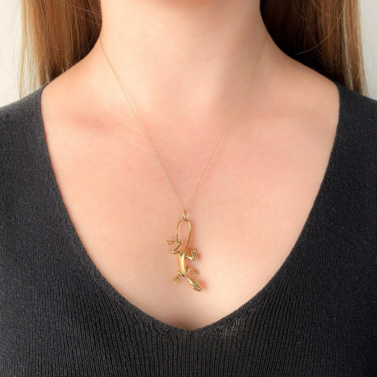 Vintage Lizard Pendant of 14k Gold - Trademark Antiques