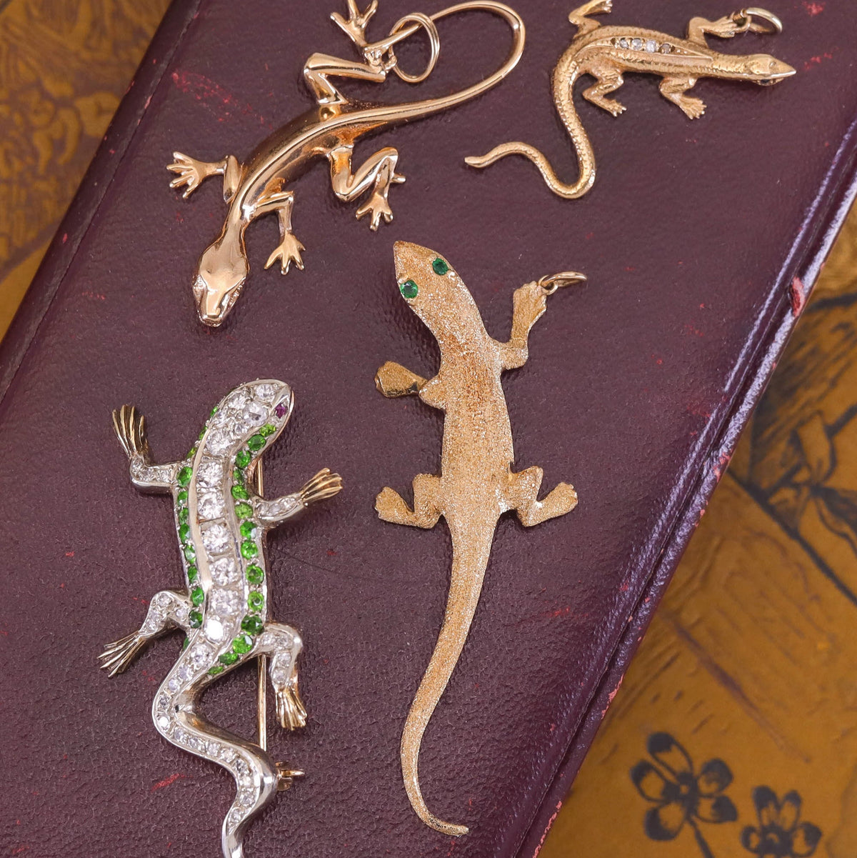 Vintage Lizard Pendant of 14k Gold - Trademark Antiques
