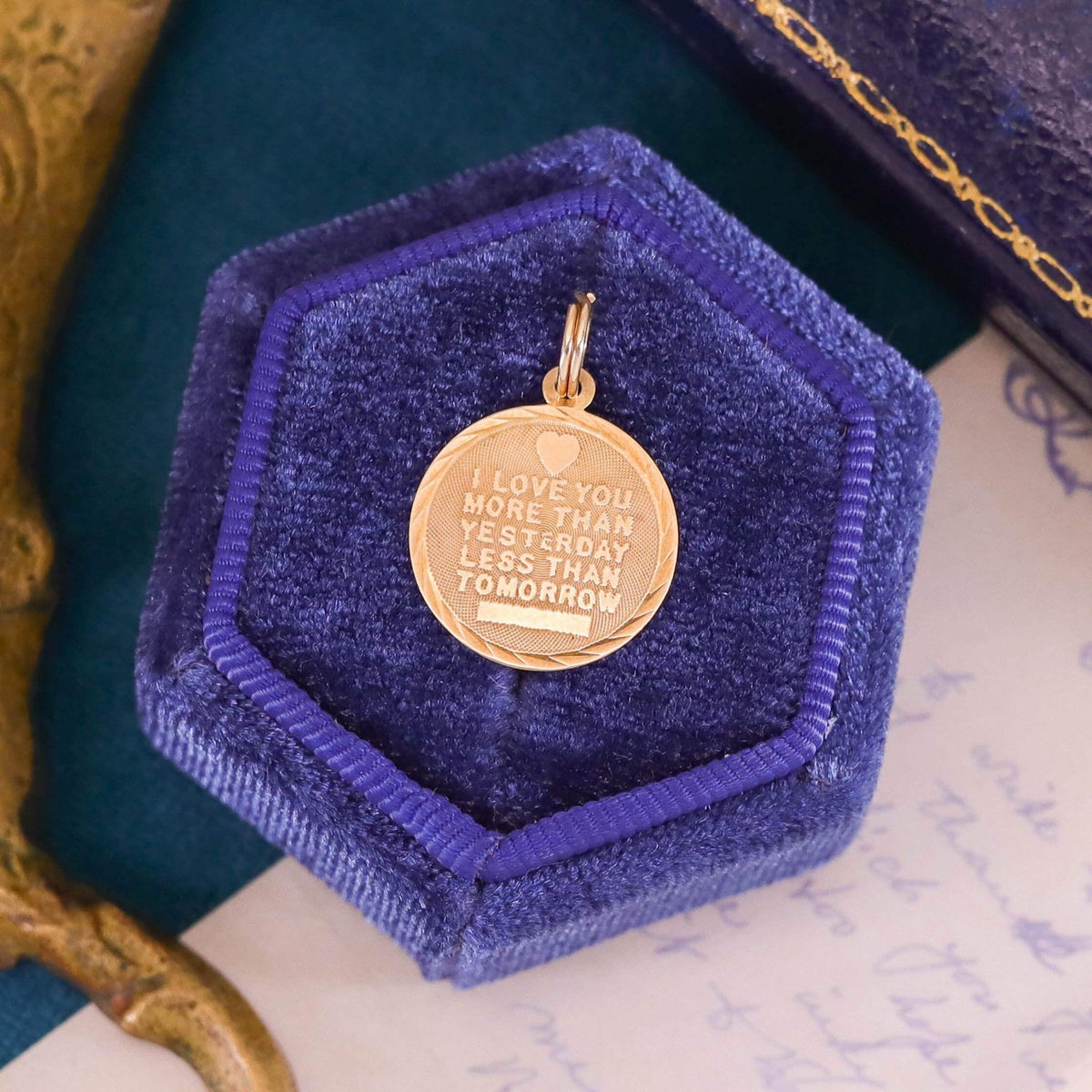 Vintage Love Token Charm of 14k Gold - Trademark Antiques